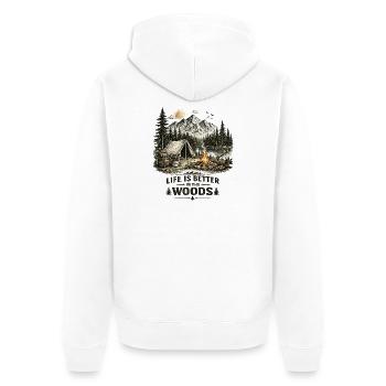 Life Is Better In The Woods | Camping 2.0 - Unisex Premium Bio Zip Hoodie - Weiß - Hinten - Thijin (182cm)