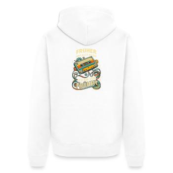 Retro Kassette Früher war alles besser - Unisex Premium Bio Zip Hoodie - Weiß - Hinten - Thijin (182cm)