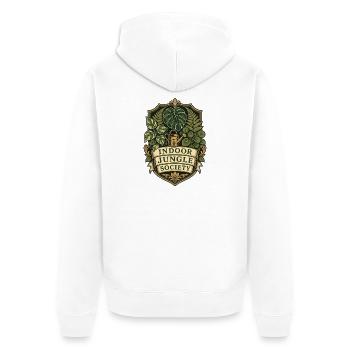 Indoor Jungle Society – Zimmerpflanzen Club - Unisex Premium Bio Zip Hoodie - Weiß - Hinten - Thijin (182cm)