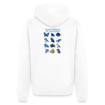 Blue Animals Of The World Animal Kingdom Chalkboard - Unisex Premium Organic Zip Hoodie - white - Back - Thijin (182cm)
