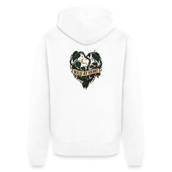 Wild at Heart – Philodendron Pflanzenherz - Unisex Premium Bio Zip Hoodie - Weiß - Hinten - Thijin (182cm)