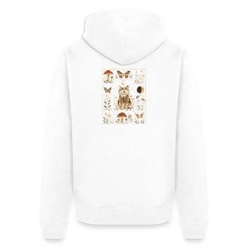  Cottagecore Waschbär Mond Pilz Schmetterling - Unisex Premium Bio Zip Hoodie - Weiß - Hinten - Thijin (182cm)