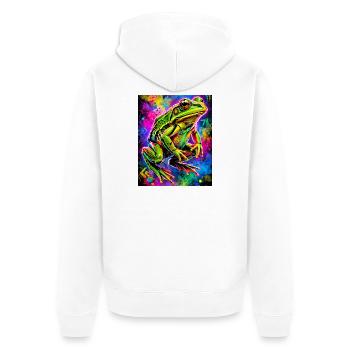 Frosch - Unisex Premium Bio Zip Hoodie - Weiß - Hinten - Thijin (182cm)