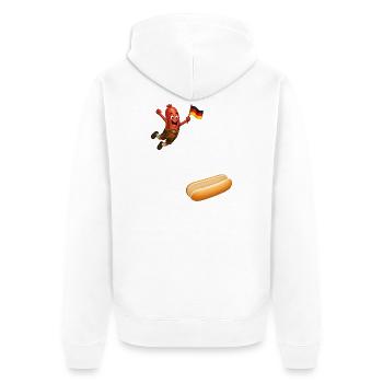 Schnitzel qui va en chignon - Veste à capuche bio Premium Unisexe - blanc - Dos - Thijin (182cm)