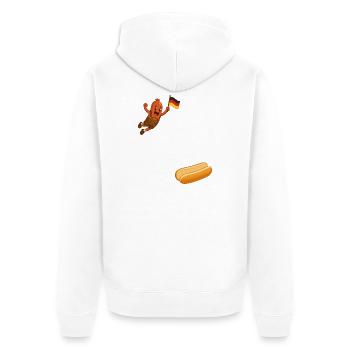 Schnitzel, das in ein Brötchen - Unisex Premium Bio Zip Hoodie - Weiß - Hinten - Thijin (182cm)