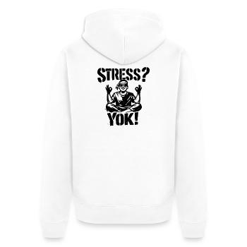 Stress? Yok! | Türkisches Stencil Streetwear Desig - Unisex Premium Bio Zip Hoodie - Weiß - Hinten - Thijin (182cm)