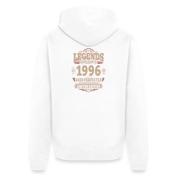 Cadeau pour 30 ans : mari 1996 Vintage Rétro - Veste à capuche bio Premium Unisexe - blanc - Dos - Thijin (182cm)