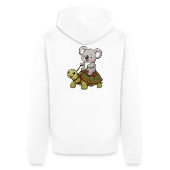 Kleiner Koala reitet Schildkröte - Unisex Premium Bio Zip Hoodie - Weiß - Hinten - Thijin (182cm)