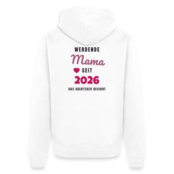 Werdende Mama 2026 - Schwanger Geschenk Baby - Unisex Premium Bio Zip Hoodie - Weiß - Hinten - Thijin (182cm)