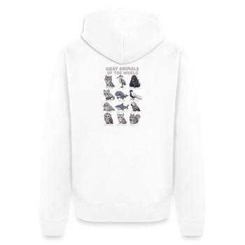  Graue Tiere Der Welt Wildtierdiagramm Wolf Eule - Unisex Premium Bio Zip Hoodie - Weiß - Hinten - Thijin (182cm)