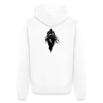 Nebelgeist im schwarzen Umhang - Unisex Premium Bio Zip Hoodie - Weiß - Hinten - Thijin (182cm)