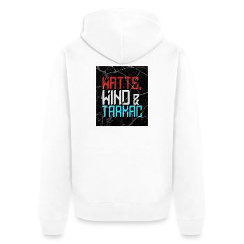 Watts Wind Tarmac - Unisex Premium Bio Zip Hoodie - Weiß - Hinten - Thijin (182cm)