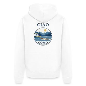 Lake Como: Villa, Boat and Mountain Scenery - Unisex Premium Organic Zip Hoodie - white - Back - Thijin (182cm)