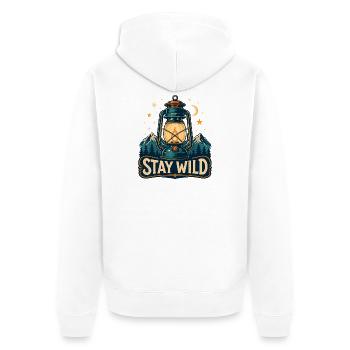 Stay Wild Laterne Waldnächte - Unisex Premium Bio Zip Hoodie - Weiß - Hinten - Thijin (182cm)