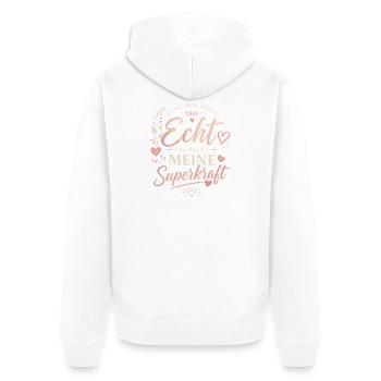 Echte Stärke: Unvollkommenheit ist Superkraft - Unisex Premium Bio Zip Hoodie - Weiß - Hinten - Thijin (182cm)