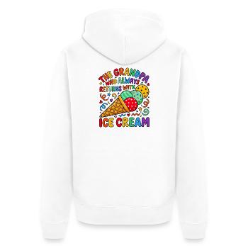 Opa Bringt Immer Eiscreme - Unisex Premium Organic Zip Hoodie - white - Back - Thijin (182cm)