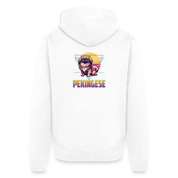 Pekingese - Peke Dog Mom Dad Lap Dog Lion Dog - Unisex Premium Organic Zip Hoodie - white - Back - Thijin (182cm)