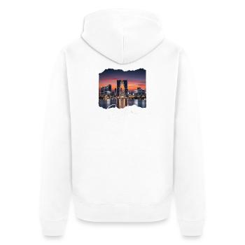 Suzhou Skyline Sunset Script - Veste à capuche bio Premium Unisexe - blanc - Dos - Thijin (182cm)
