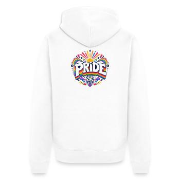Pride Regenbogen Disko CSD Spruch Outfit - Unisex Premium Bio Zip Hoodie - Weiß - Hinten - Thijin (182cm)