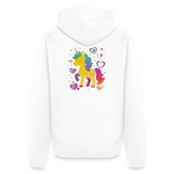 Cute Unicorn with Hearts Design - Unisex Premium Organic Zip Hoodie - white - Back - Thijin (182cm)