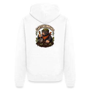Gartenkommando Maulwurf Beet - Unisex Premium Bio Zip Hoodie - Weiß - Hinten - Thijin (182cm)