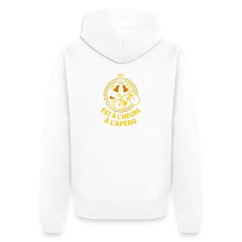 Vélo et Apéro Humour Cycliste - Veste à capuche bio Premium Unisexe - blanc - Dos - Thijin (182cm)