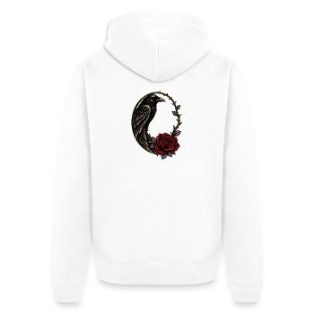 Rose Épine Gothique Corbeau Croissant - Veste à capuche bio Premium Unisexe - blanc - Dos - Thijin (182cm)