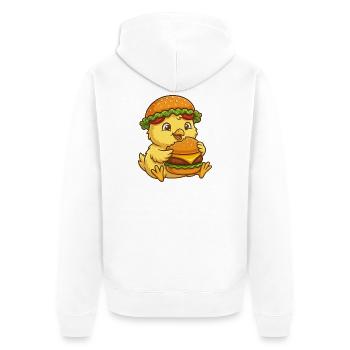 Cute Chicken Chick Cartoon Burger Funny - Unisex Premium Organic Zip Hoodie - white - Back - Thijin (182cm)