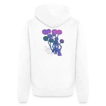 Neon Lices : Paysage onirique de Saint-Tropez - Art moderne - Veste à capuche bio Premium Unisexe - blanc - Dos - Thijin (182cm)
