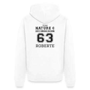 Team Nature Et Déconnexion 63 Roberte T-Shirt C... - Unisex Premium Organic Zip Hoodie - white - Back - Thijin (182cm)