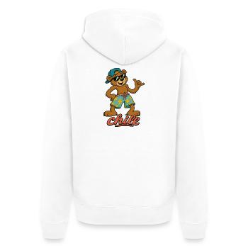 Cool summer bear in beach look - Unisex Premium Organic Zip Hoodie - white - Back - Thijin (182cm)
