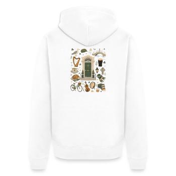 Dublin | Harp, Coast & Shamrock - Unisex Premium Organic Zip Hoodie - white - Back - Thijin (182cm)