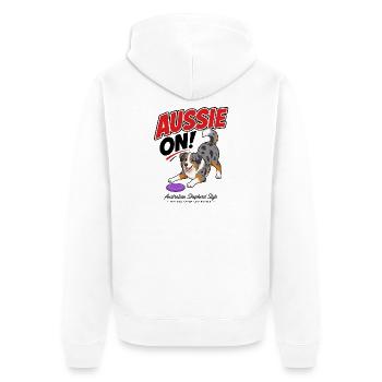 Aussie On! illustration of an Australian Shepherd - Unisex Premium Organic Zip Hoodie - white - Back - Thijin (182cm)