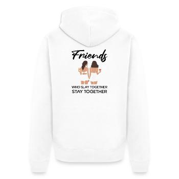 Freunde schlagen zusammen - Unisex Premium Bio Zip Hoodie - Weiß - Hinten - Thijin (182cm)