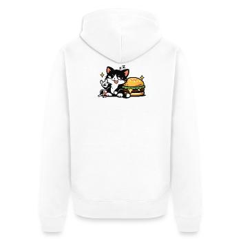 Sleepy Rebel Cat – Nope I’m Napping - Unisex Premium Organic Zip Hoodie - white - Back - Thijin (182cm)