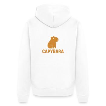 Capybara Team - Unisex Premium Organic Zip Hoodie - white - Back - Thijin (182cm)