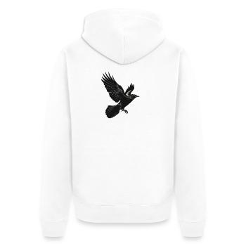 Crow - Unisex Premium Organic Zip Hoodie - white - Back - Thijin (182cm)