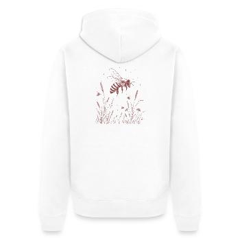 Prairie avec abeille - Veste à capuche bio Premium Unisexe - blanc - Dos - Thijin (182cm)
