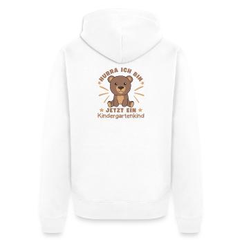 Hurra Ich Bin Jetzt Ein Kindergartenkind Bär - Unisex Premium Bio Zip Hoodie - Weiß - Hinten - Thijin (182cm)