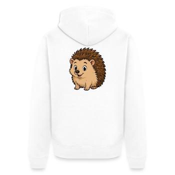 Cuddly Hedgehog Cartoon - Unisex Premium Organic Zip Hoodie - white - Back - Thijin (182cm)