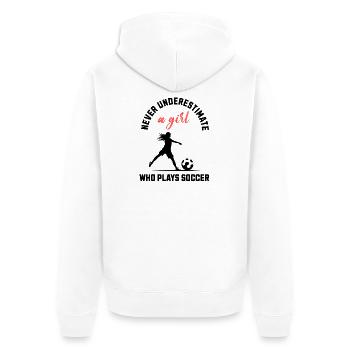 Soccer Girl Power - Unisex Premium Organic Zip Hoodie - white - Back - Thijin (182cm)