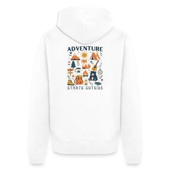 Adventure Starts Outside Borderless Camping Hiking - Unisex Premium Organic Zip Hoodie - white - Back - Thijin (182cm)