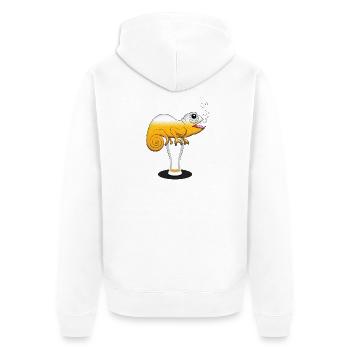 Beer Drinking Chameleon - Unisex Premium Organic Zip Hoodie - white - Back - Thijin (182cm)