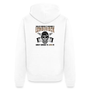 Lumberjack Skull Saws - Unisex Premium Organic Zip Hoodie - white - Back - Thijin (182cm)