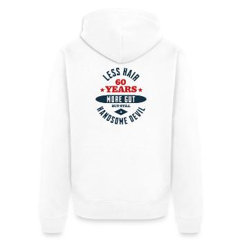 60th Birthday Devil - Unisex Premium Organic Zip Hoodie - white - Back - Thijin (182cm)