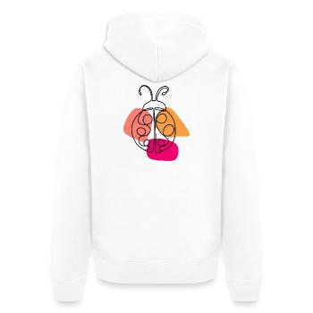 Hand Drawn One Line Ladybug - Unisex Premium Organic Zip Hoodie - white - Back - Thijin (182cm)