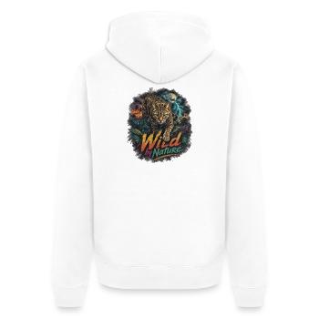 Tropical Bengal Cat with Lightning - Unisex Premium Organic Zip Hoodie - white - Back - Thijin (182cm)