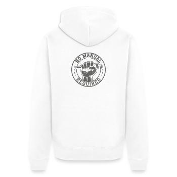 No manual required – maker power - Unisex Premium Organic Zip Hoodie - white - Back - Thijin (182cm)