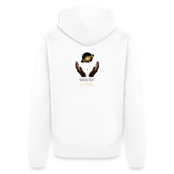 Architect of Fate Motivational Galaxy Design - Unisex Premium Organic Zip Hoodie - white - Back - Thijin (182cm)