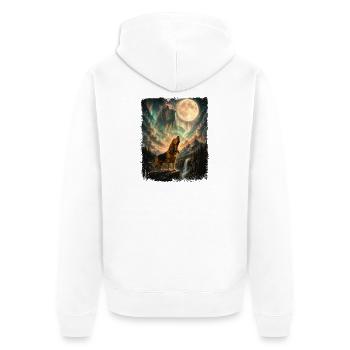 Bloodhound Howling At Moon - Dog Dad Dog Mom - Unisex Premium Organic Zip Hoodie - white - Back - Thijin (182cm)